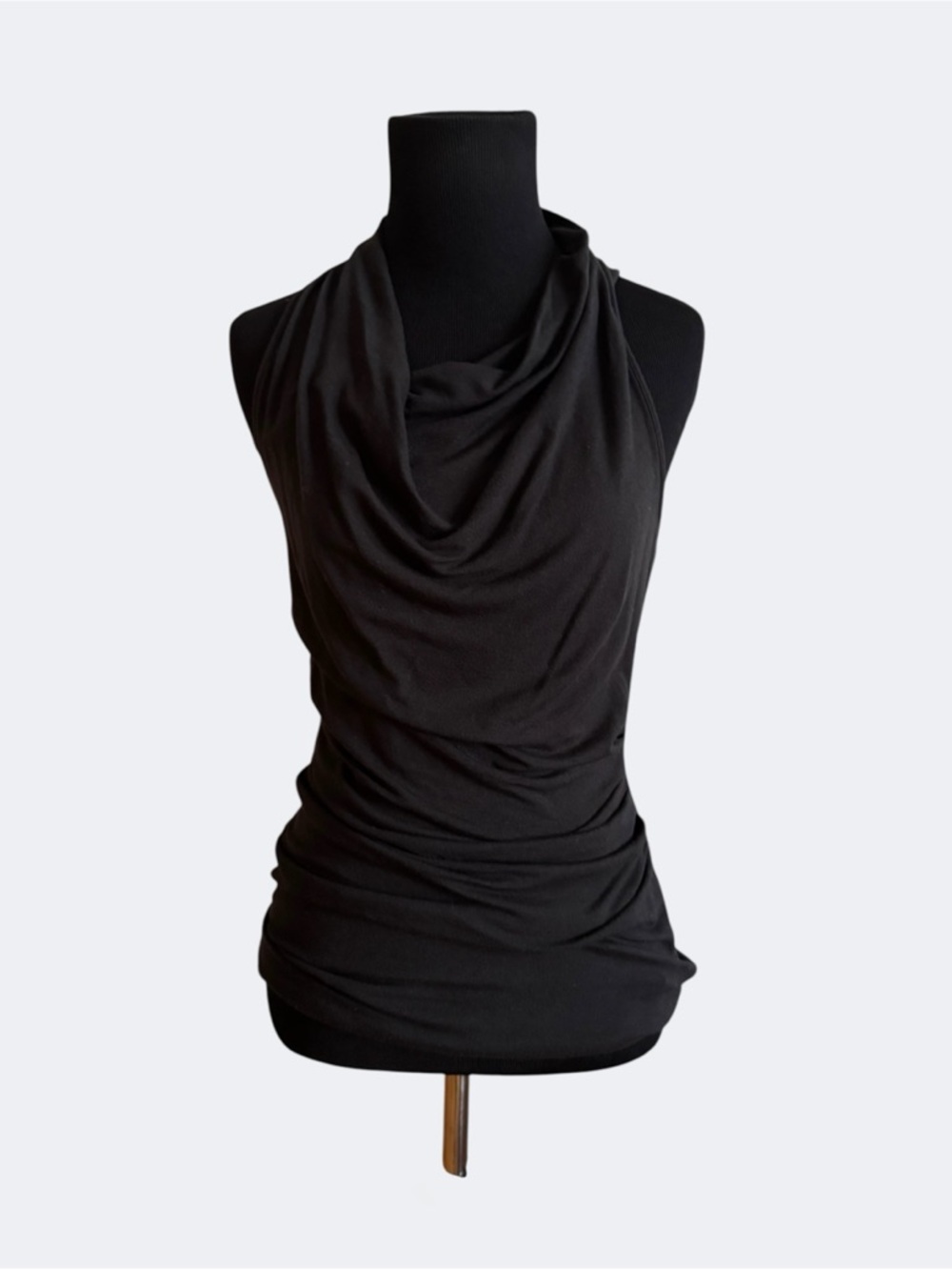 Helmut Lang Black Draped Cowl Neck Sleeveless Top Size S